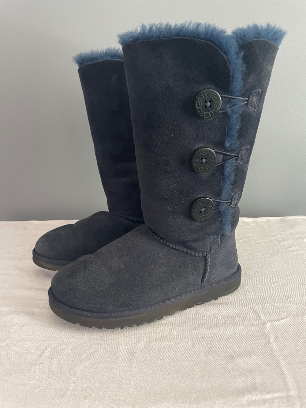 UGG Tall Bailey Button Triplet Boots in Navy